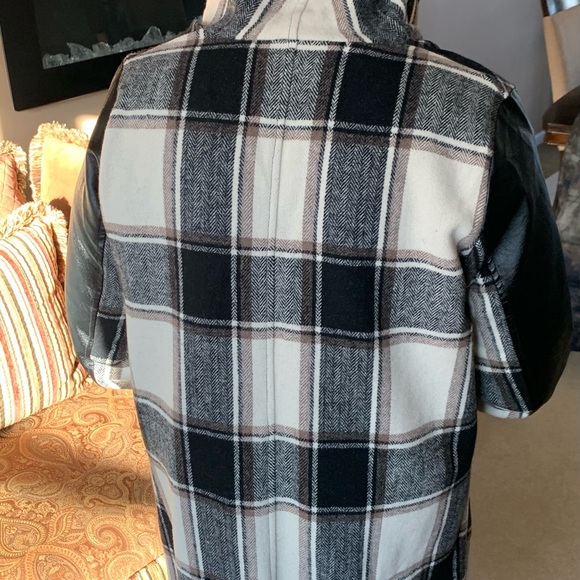 Plaid wrap jacket with faux leather detail - size L - Picture 2 of 5
